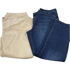 Womens Pants Lot size 18 Skinny Khaki Straight Leg Jean Preppy Boho Casual Slack